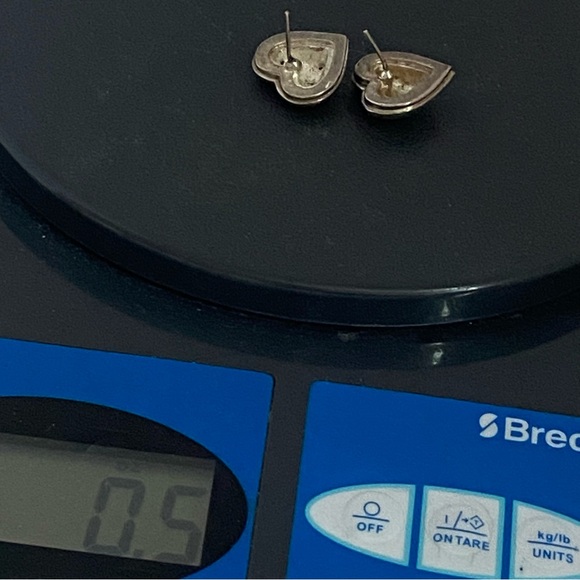 Silver Heart shape Earrings ornate Brighton Swirl pierced earrings gold puffy - Picture 12 of 15